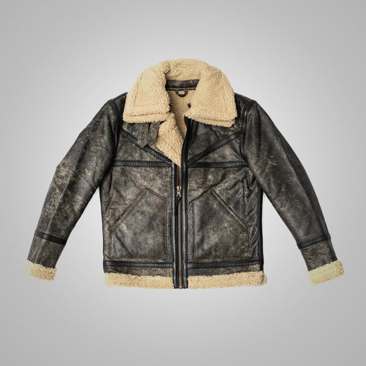 Men's Sherpa Sheepskin Leather Jacket - TopGuruJackets