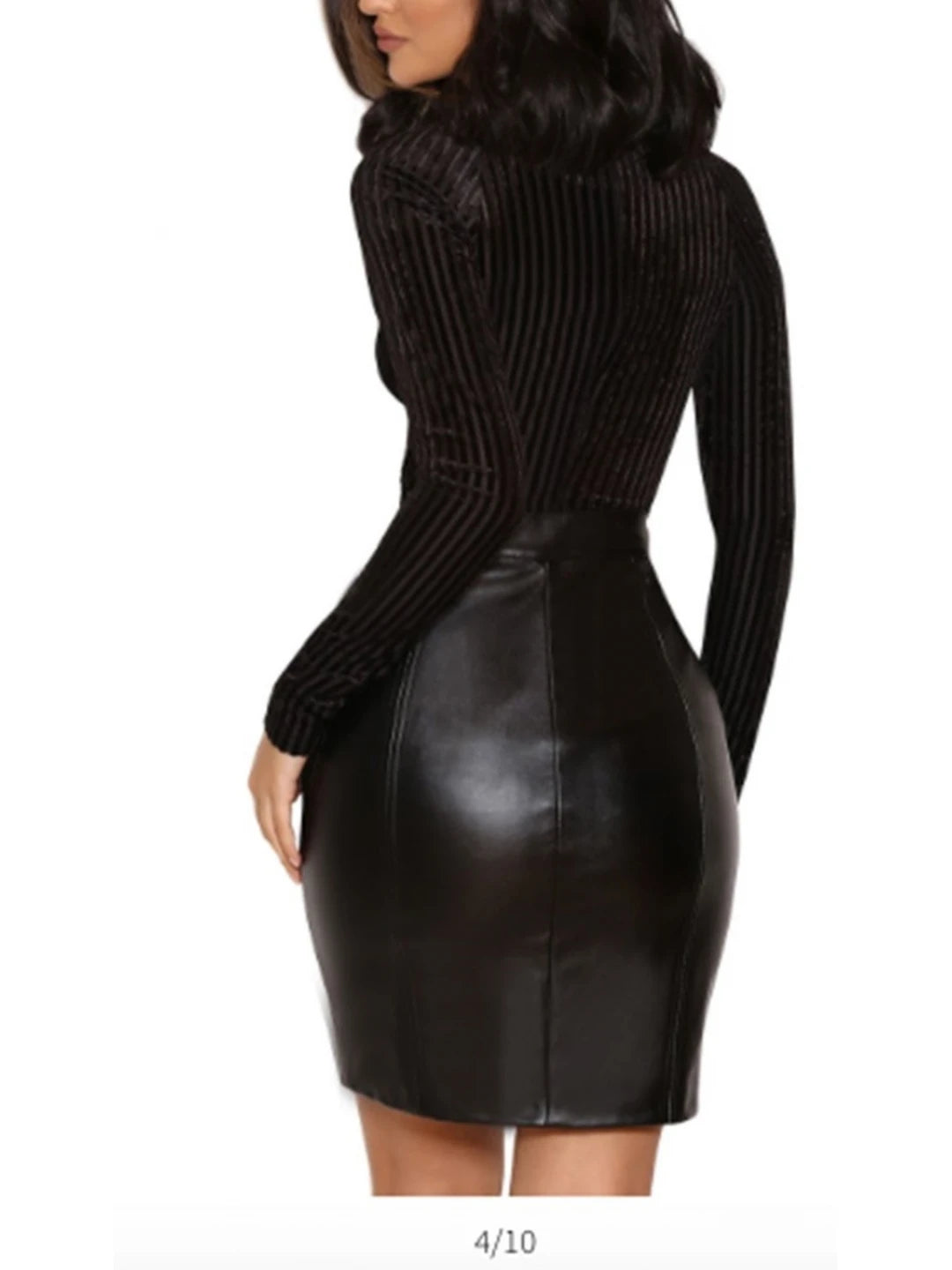 Stylish Genuine Lambskin Black Leather Short Mini Skirt for Women

