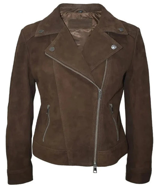 Vintage Women's Brown Lambskin Leather Casual Biker Jacket