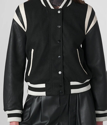 Women's Black and White Varsity Jacket