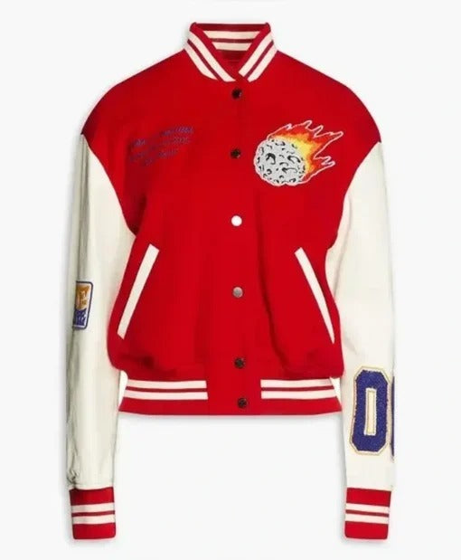 Gigi Hadid Inspired Red and White Meteor Shower Varsity Jacket