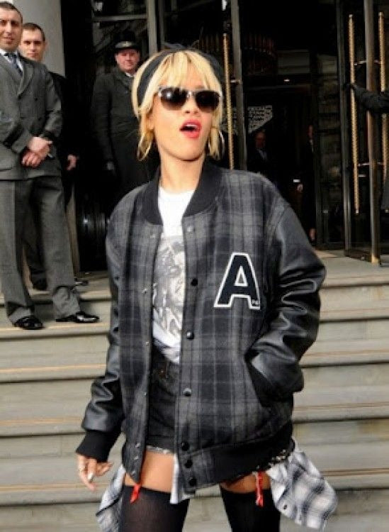 Rihanna Inspired Bold Print Bomber Jacket