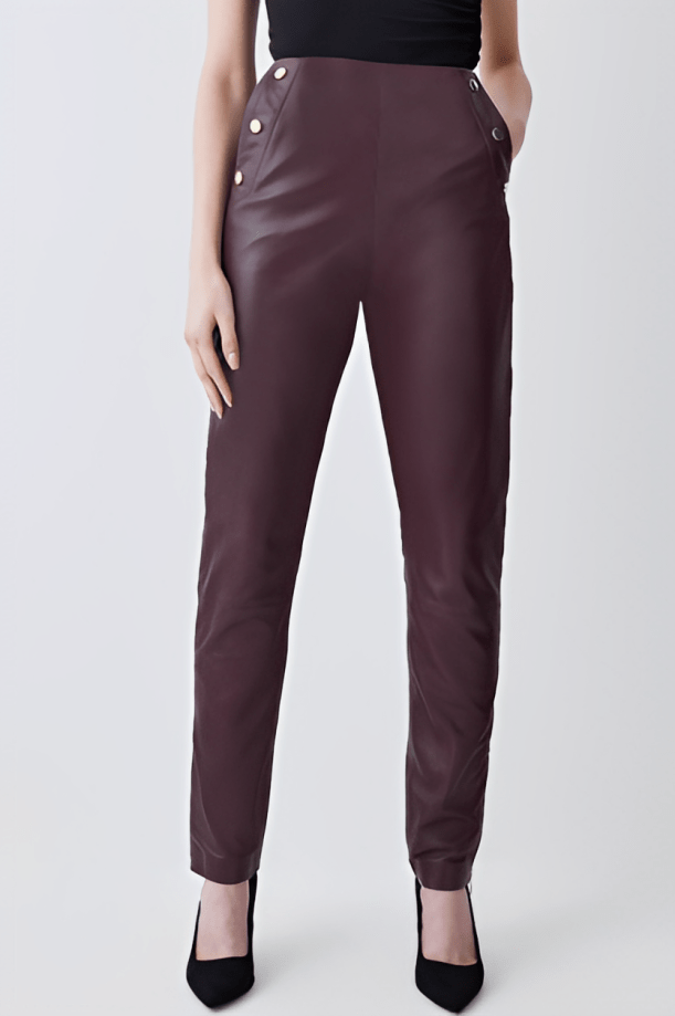 Chic Women's Burgundy Leather Pant - TOPGURUJACKETS