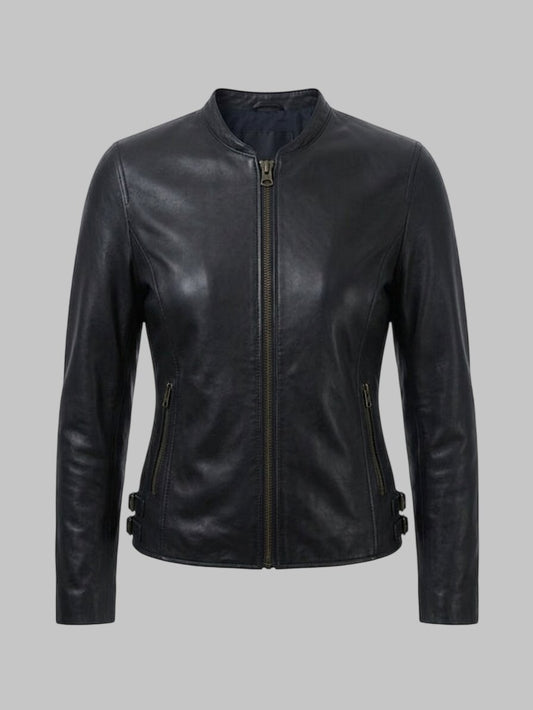 Women Black Venom Rider Slim Fit Real Leather Jacket