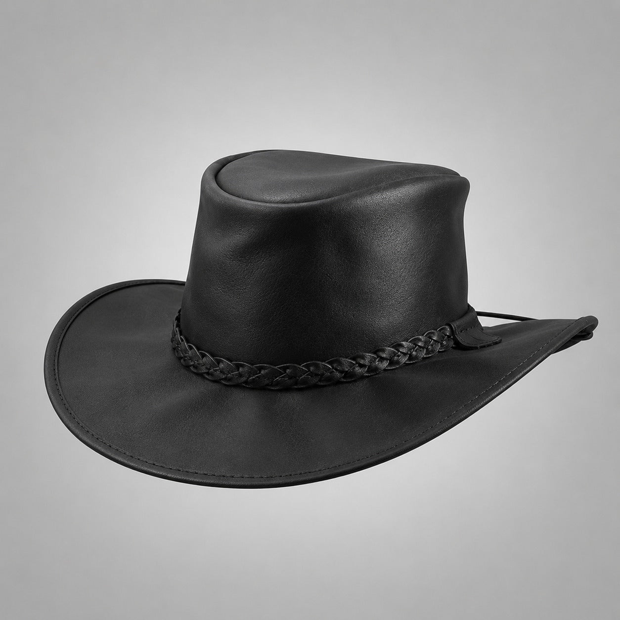 Women Stylish Black Leather Cowgirl Western Hat