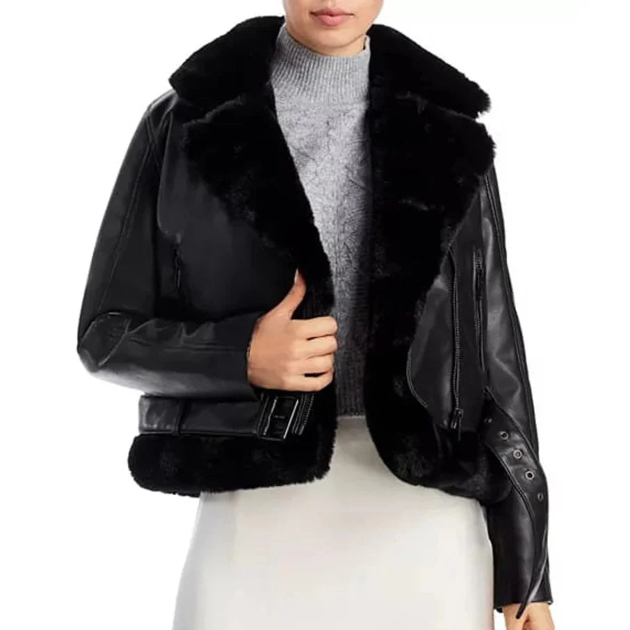 Women's B3 Bomber Flight Aviator Fur Shearling Jacket