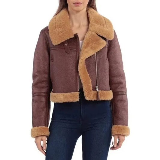 Women's B3 RAF Aviator Shearling Bomber Flight Jacket