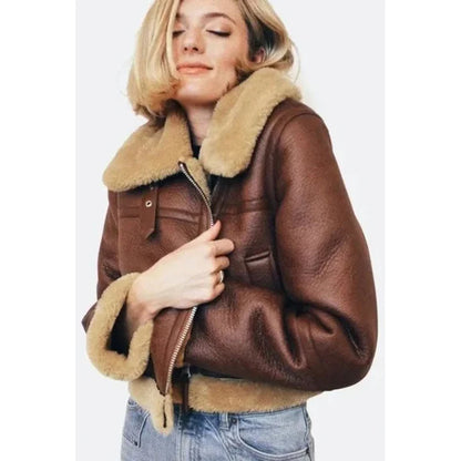 Women's B3 RAF Aviator Shearling Bomber Flight Jacket