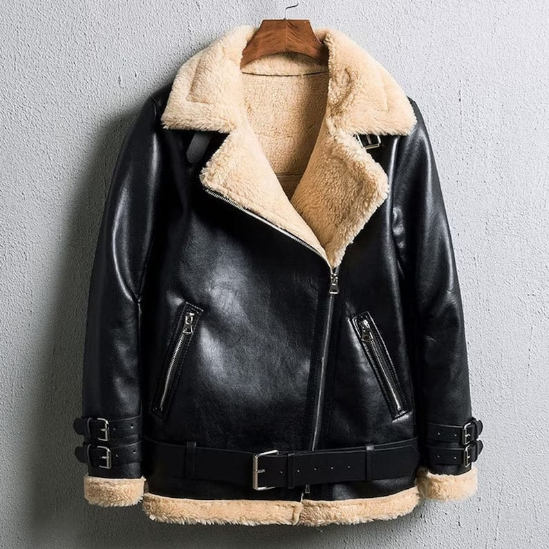 Women's B3 RAF Aviator Shearling Bomber Winter Fur Jacket