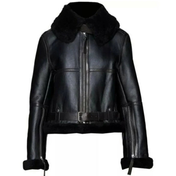 Women's B3 Shearling Sheepskin Leather Aviator Flying Bomber Jacket