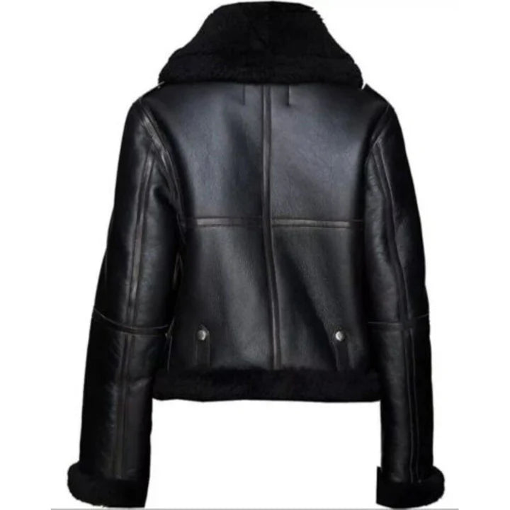 Women's B3 Shearling Sheepskin Leather Aviator Flying Bomber Jacket