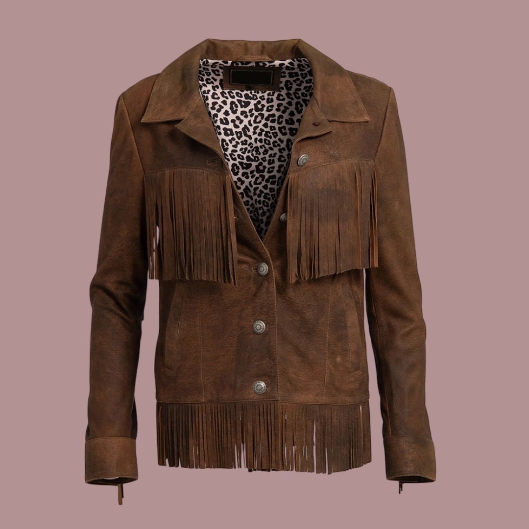 Women Brown Fringe Leather Jacket