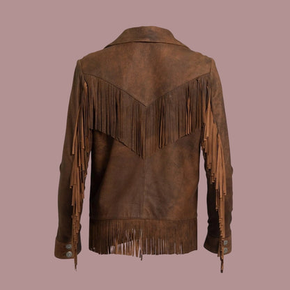 Women Brown Fringe Leather Jacket classic