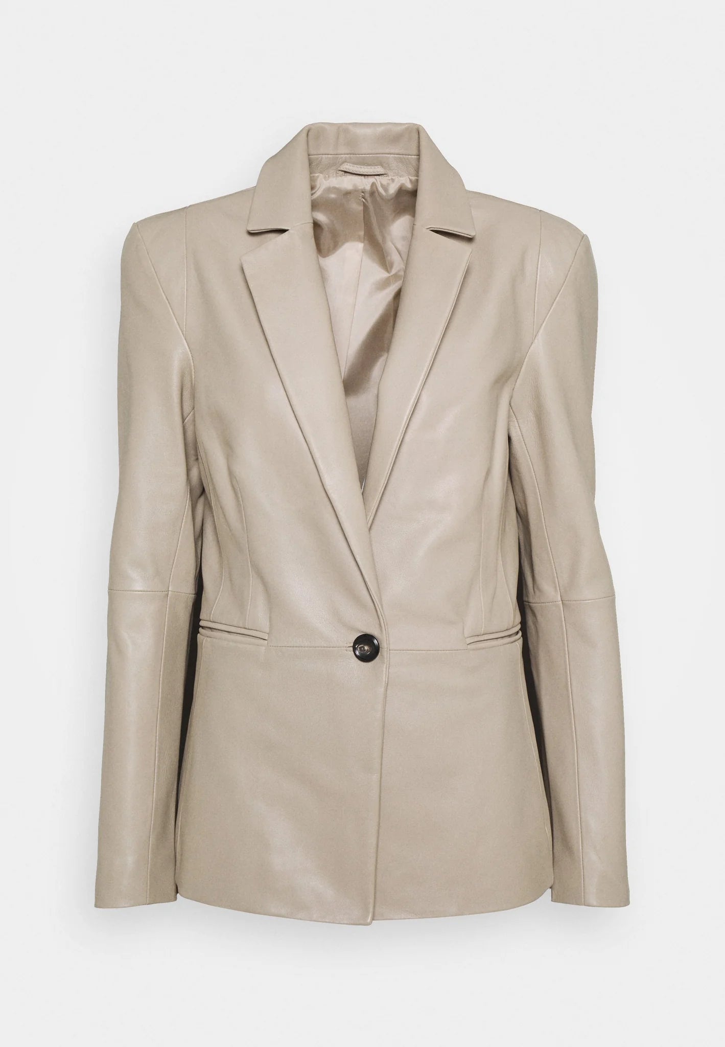 Elegant Women’s Classic Beige Sheepskin Leather Blazer