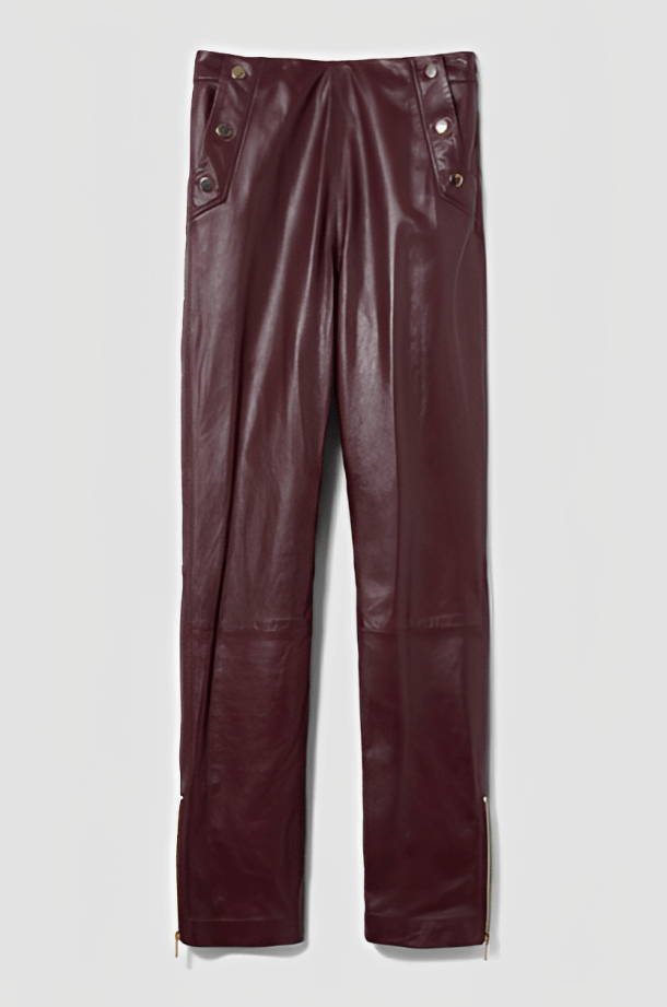 Chic Women's Burgundy Leather Pant - TOPGURUJACKETS