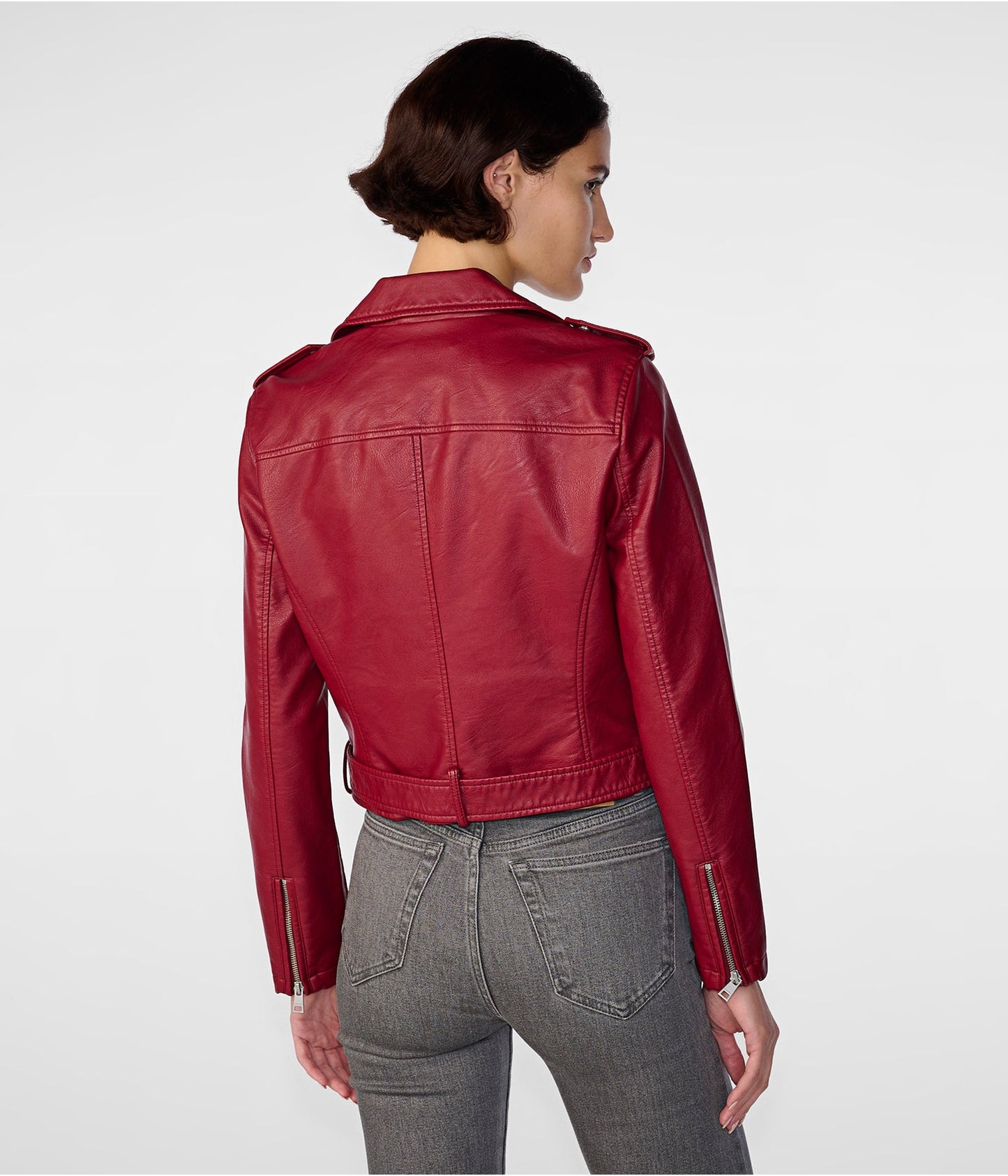 Stylish Women's Wine Red Biker Leather Jacket