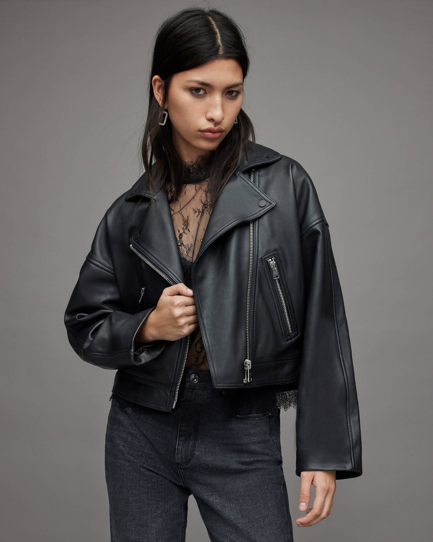 Women's Black Biker Leather Jacket