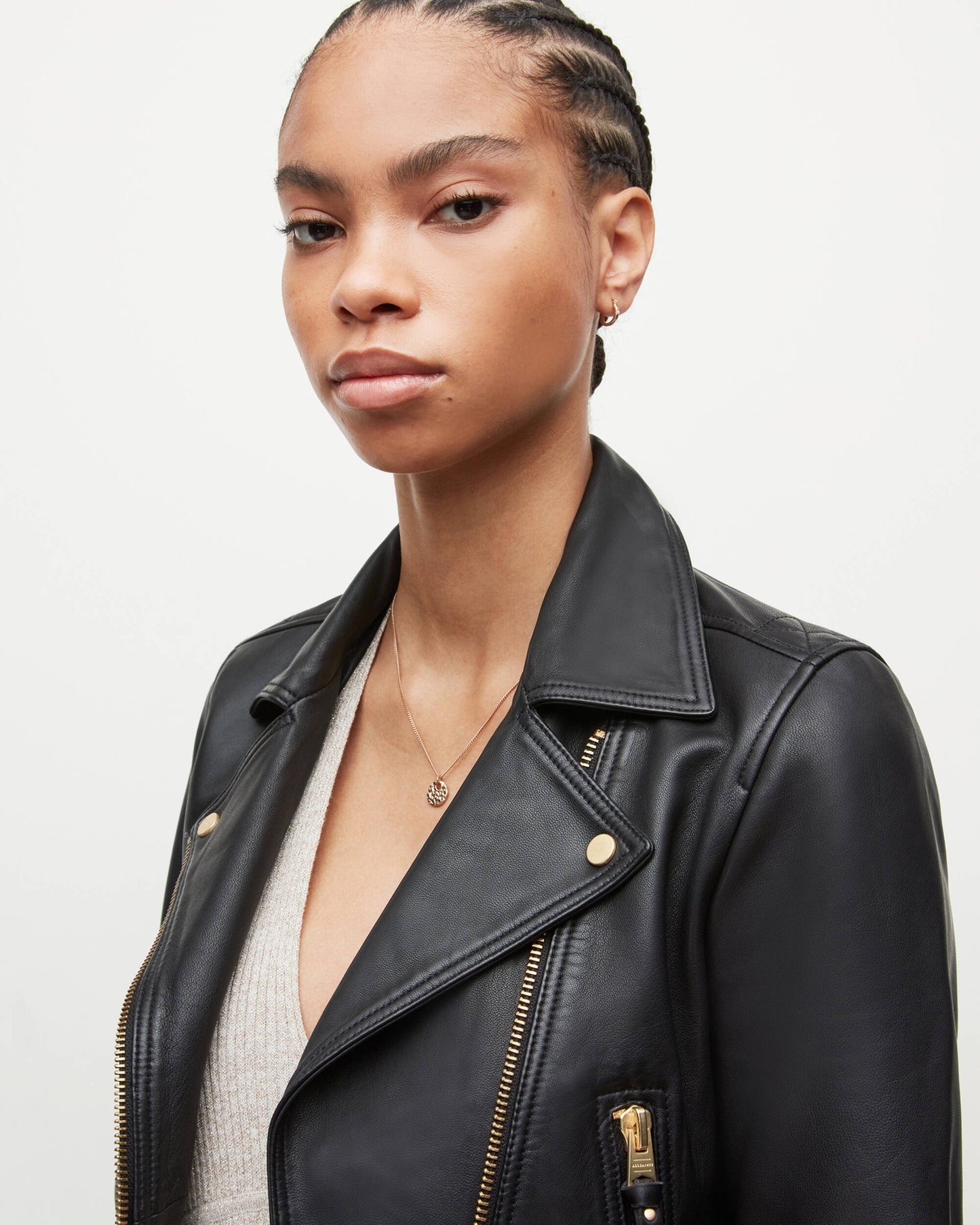 Chic Women's Black Cropped Leather Biker Jacket