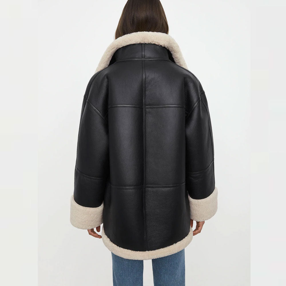 Women's B3 RAF Aviator Styled Sheepskin Shearling Leather Jacket