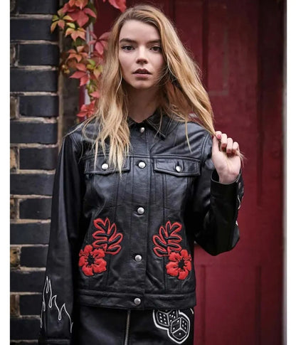 Anya Taylor-Joy's Floral Leather Jacket