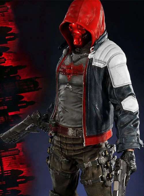 Batman Arkham Knight Leather Jacket with Hood