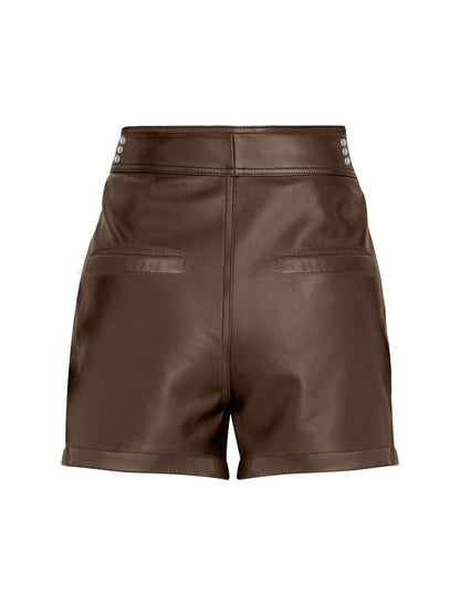 Women’s Brown High-Waisted Leather Shorts