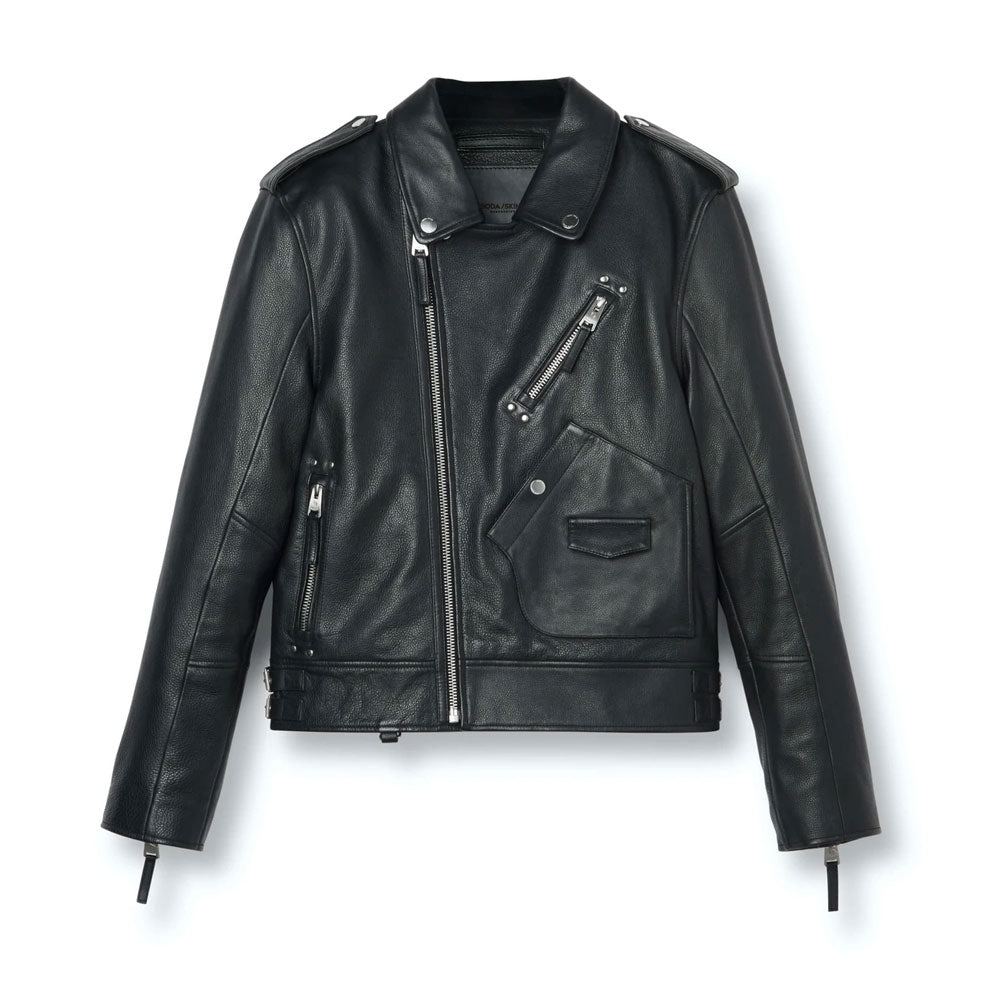 Men's Sleek Black Biker Leather Jacket