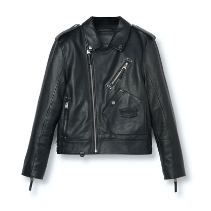 Men's Sleek Black Biker Leather Jacket