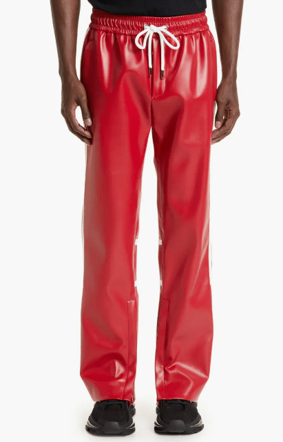 Men's Red Genuine Leather Pants