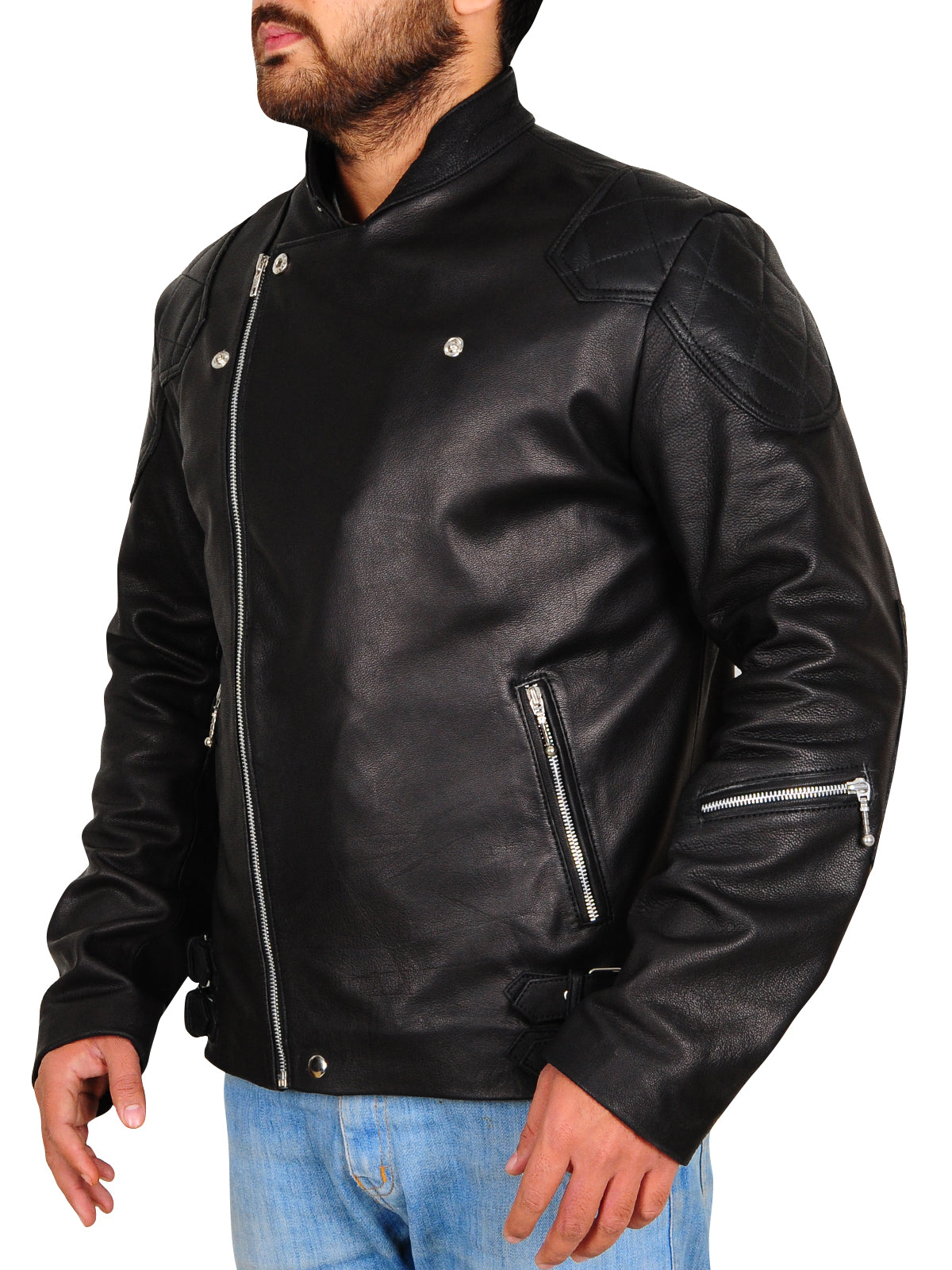 Men's Black Leather Biker Jacket