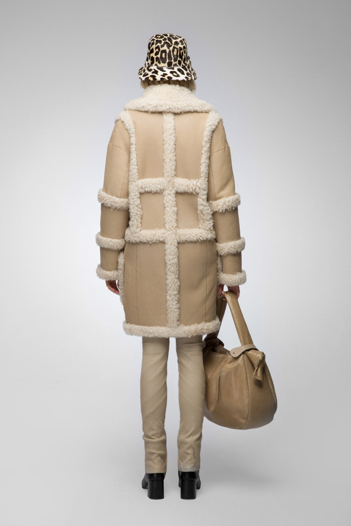 Women's Shearling B7 Bomber Leather Coat In Beige