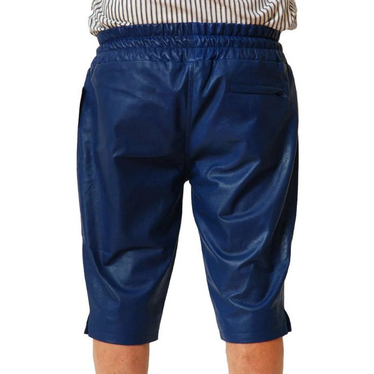 Men's Blue Leather Shorts