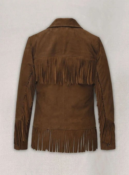 Dakota Johnson The High Note Fringed Suede Leather Jacket