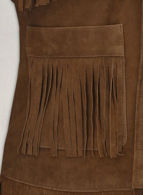 Dakota Johnson The High Note Fringed Suede Leather Jacket