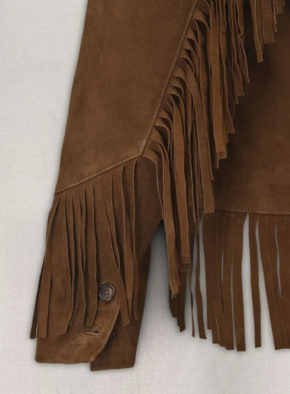 Dakota Johnson The High Note Fringed Suede Leather Jacket