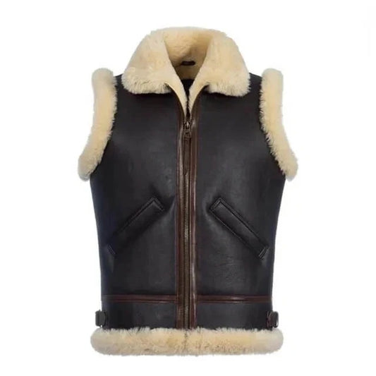 Men’s Dark Brown Shearling Leather Vest