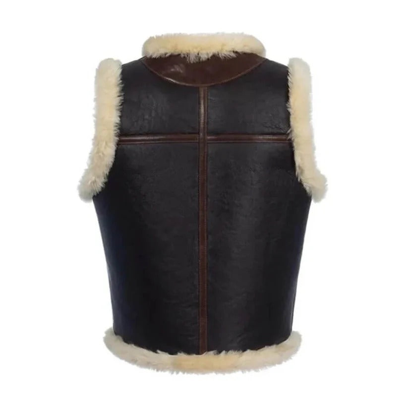 Men’s Dark Brown Shearling Leather Vest