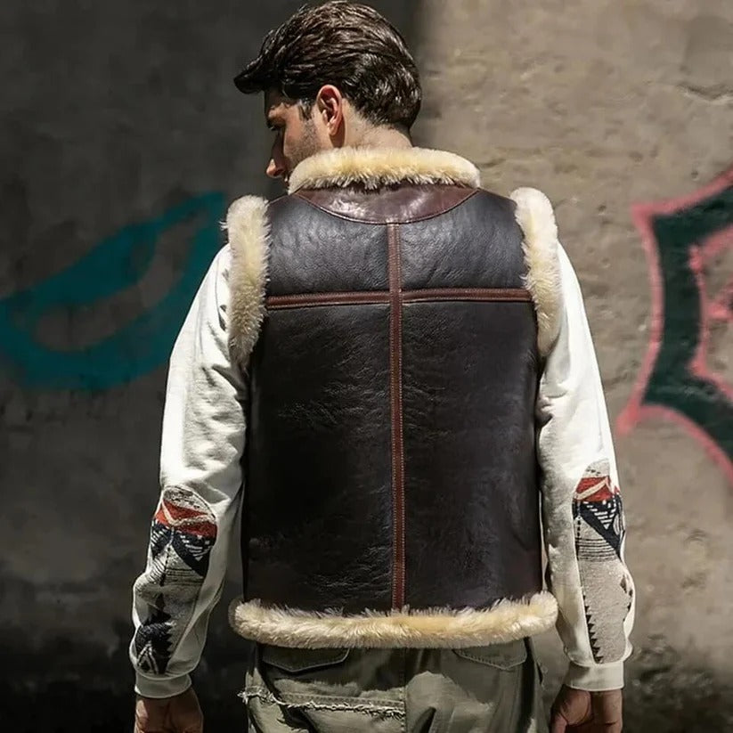 Men’s Dark Brown Shearling Leather Vest