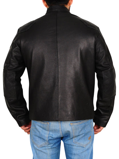 Men's Black Leather Biker Jacket