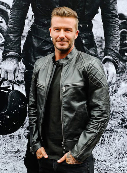 David Beckham Quilted Leather Jacket—Iconic Style