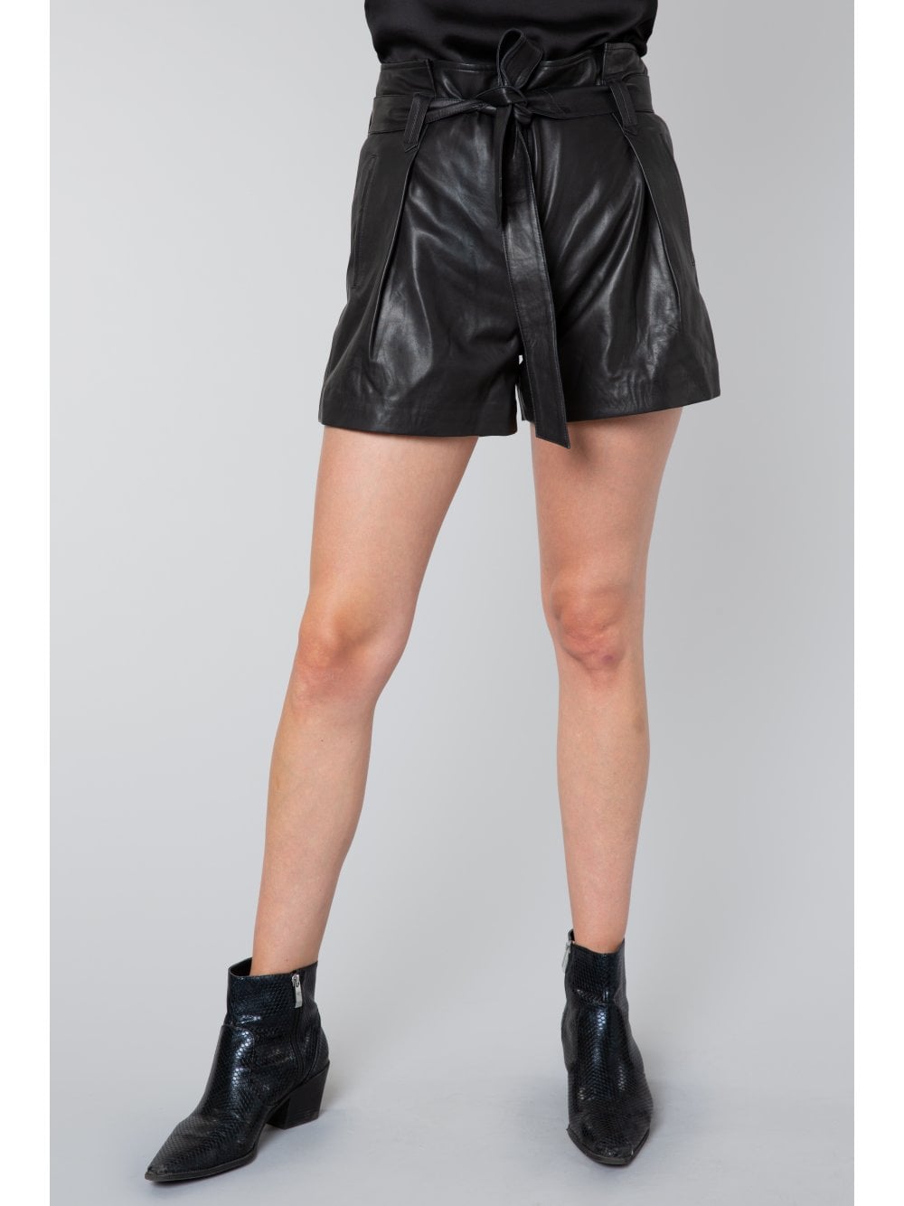 Women’s Black High-Waisted Leather Shorts