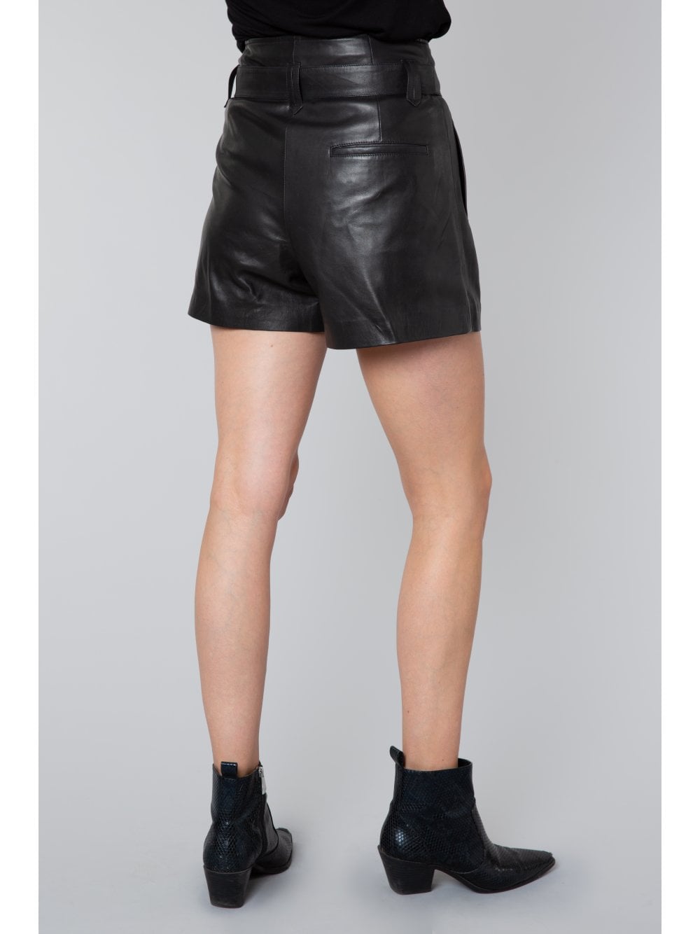 Women’s Black High-Waisted Leather Shorts