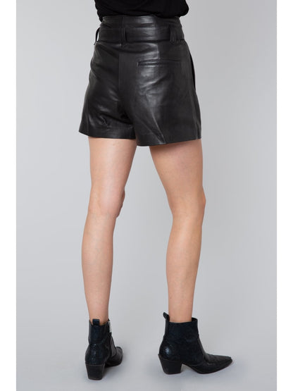 Women’s Black High-Waisted Leather Shorts