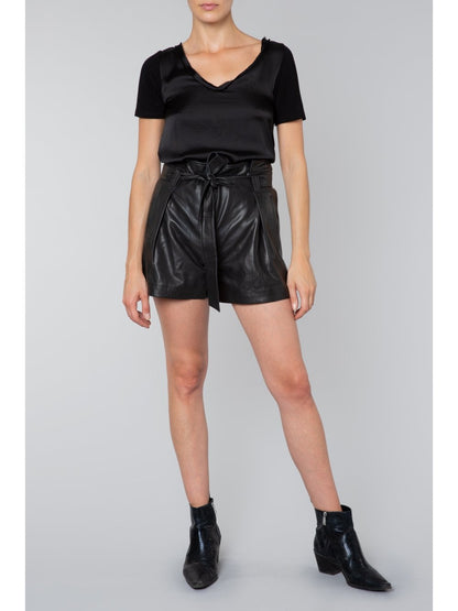 Women’s Black High-Waisted Leather Shorts