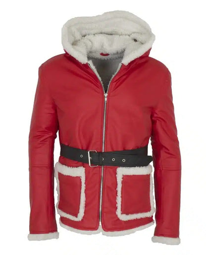 Men's Santa Claus Christmas Fur Leather Jacket