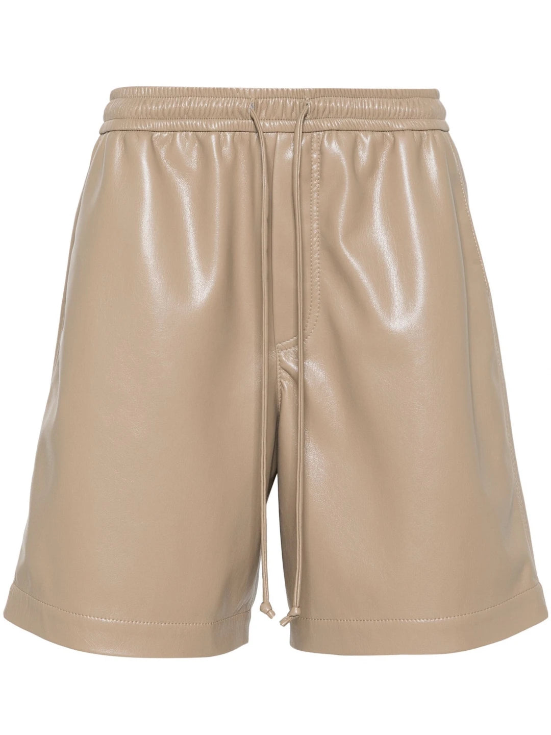 Elasticated Waist Beige Leather Shorts for Men