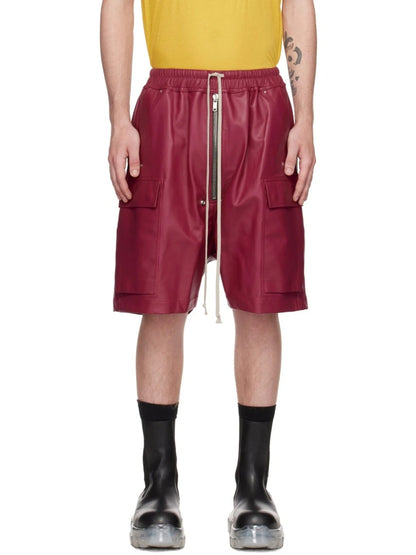 Men’s Burgundy Leather Shorts with Elasticized Waistband