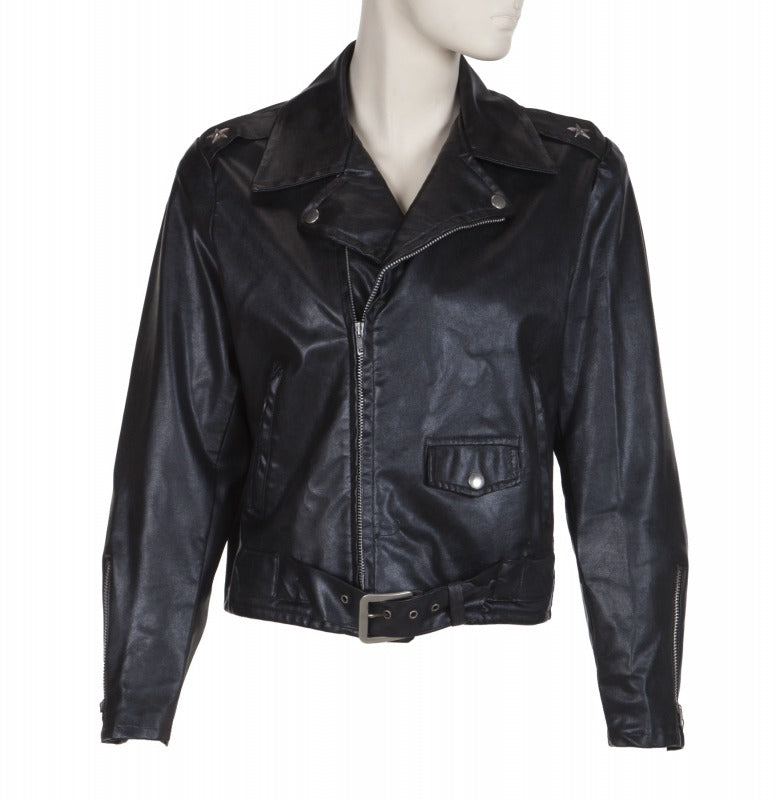 Classic Olivia Newton-John Black Leather Jacket from "Grease"