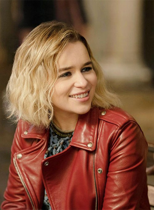 Emilia Clarke Last Christmas Red Leather Jacket