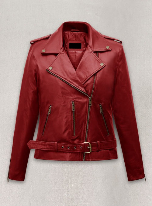 Emilia Clarke Last Christmas Red Leather Jacket